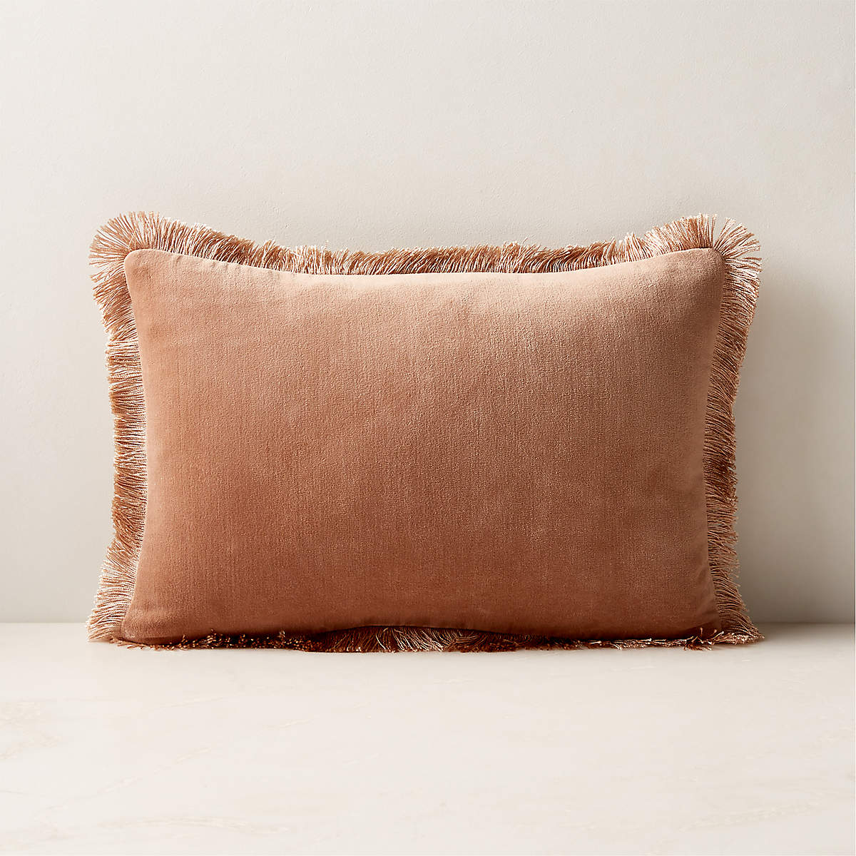 Bettie Light Brown Velvet Throw Pillow With Feather Down Insert 18 X12