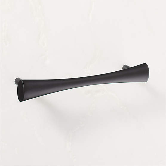 Curveaux Curved Black Cabinet Handle With Backplate 6 CB2