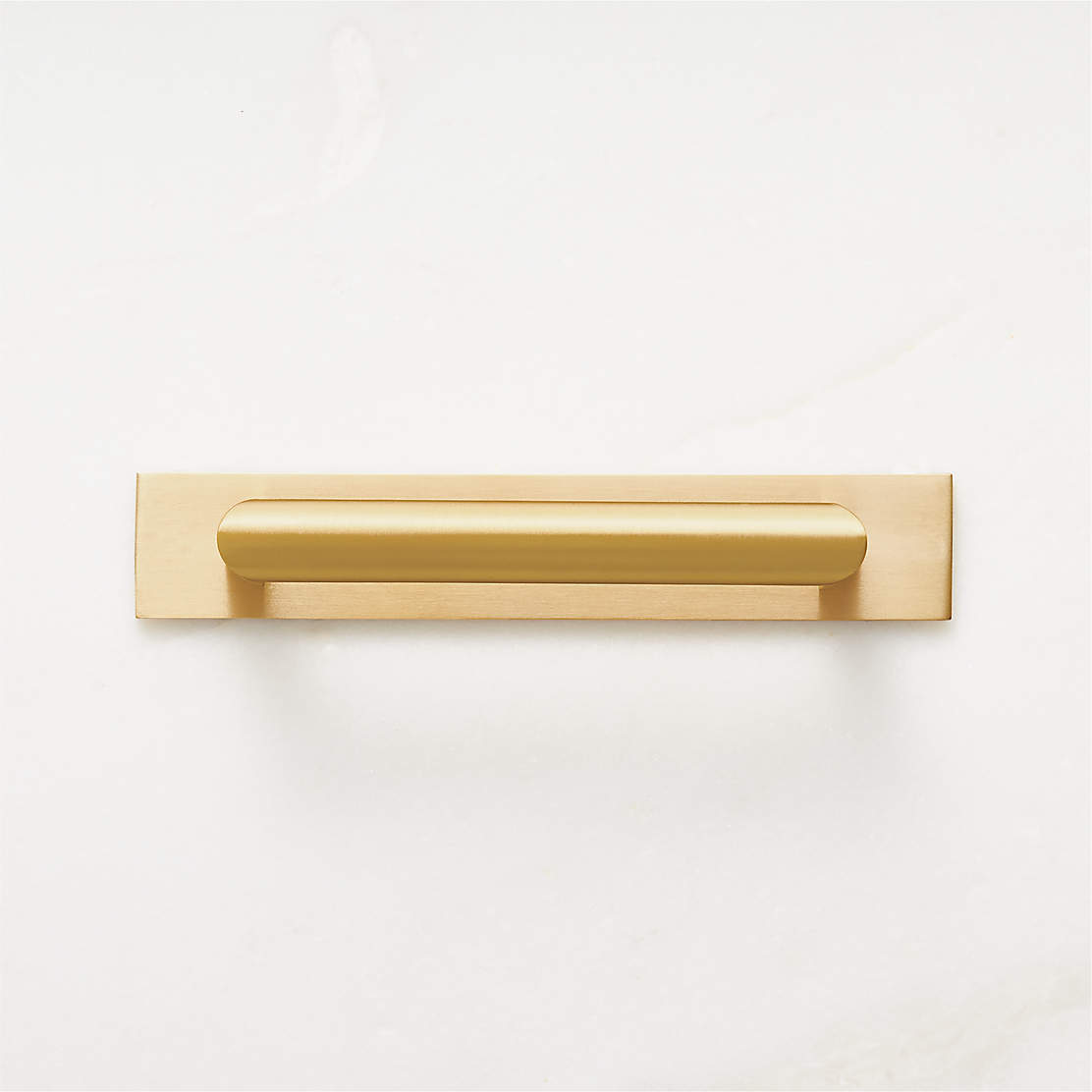 Curveaux Curved Brushed Brass Cabinet Handle With Backplate 3 CB2