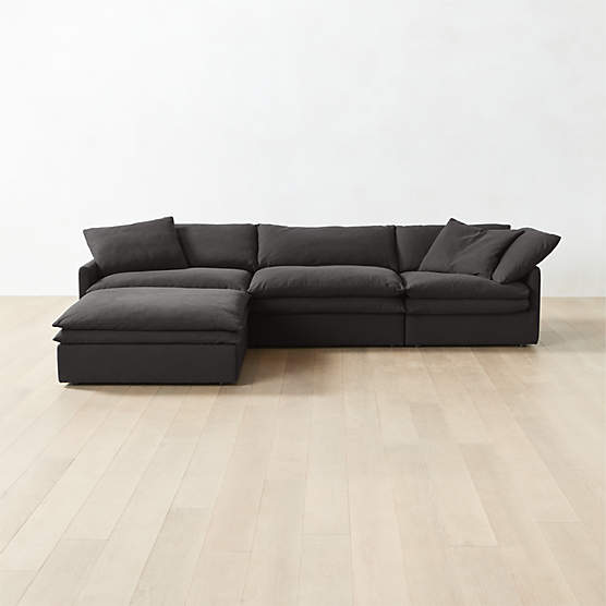 Deseo Piece Modular Charcoal Grey Performance Velvet Sectional Sofa