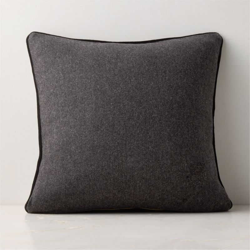 Adley Charcoal Grey Merino Wool Throw Pillow with Down-Alternative Insert 20"x20"