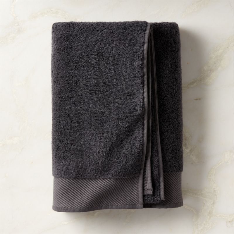Brooks Ribbed Organic Cotton Black Hand Towel