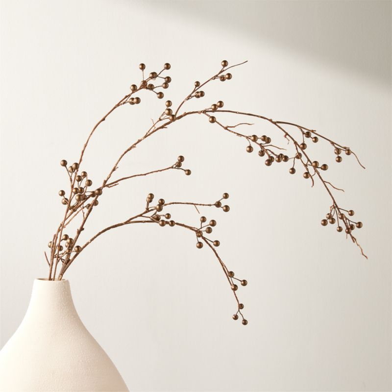 Faux Champagne Gold Willow Leaf Holiday Stem 51"