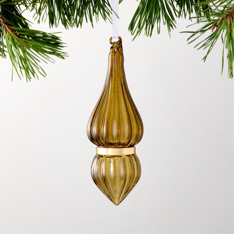Loire Finial Amber Glass Christmas Tree Ornament 9"