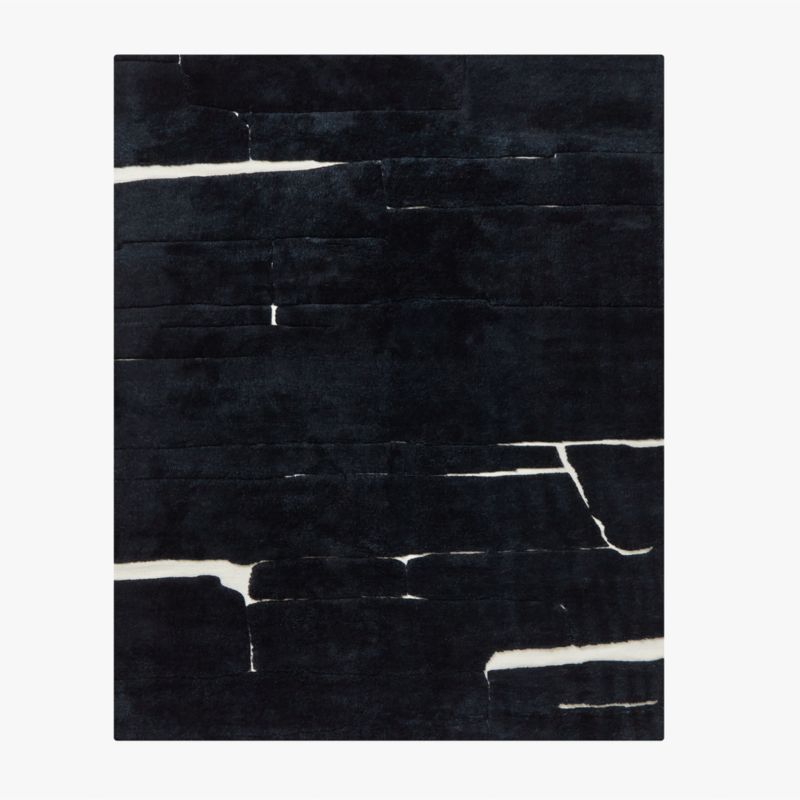 Asti Black and White Hand-Tufted New Zealand Wool Area Rug 5'x8'