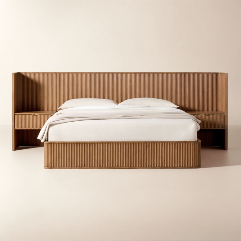 Davison Fluted Wood King Bed with Nightstands