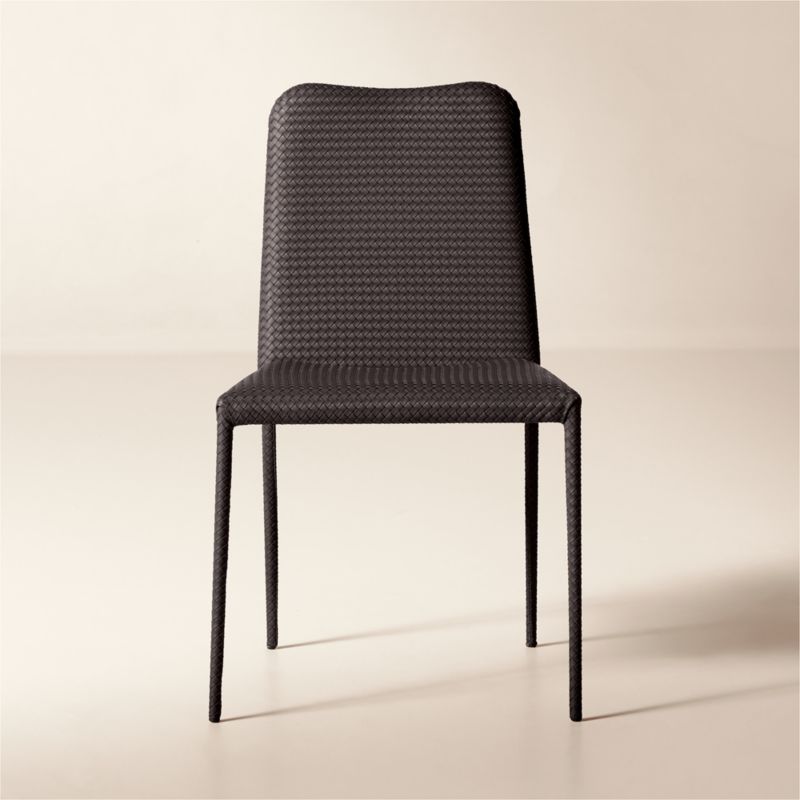 Duke Sienna Brown Vegan Leather Armless Dining Chairs Set of 4