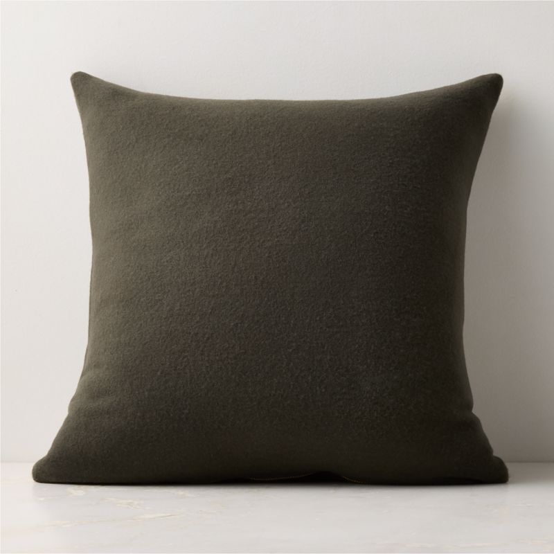 Lucy Charcoal Grey Merino Wool Throw Pillow with Down-Alternative Insert 20"x20"
