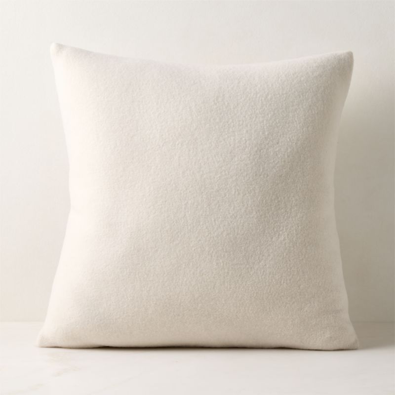 Lucy Warm White Merino Wool Throw Pillow with Down Alternative Insert 20"x20"