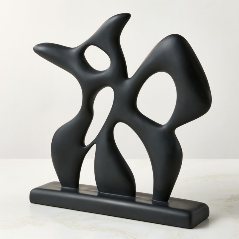 Aura Dark Brown Wood Curved Sculpture