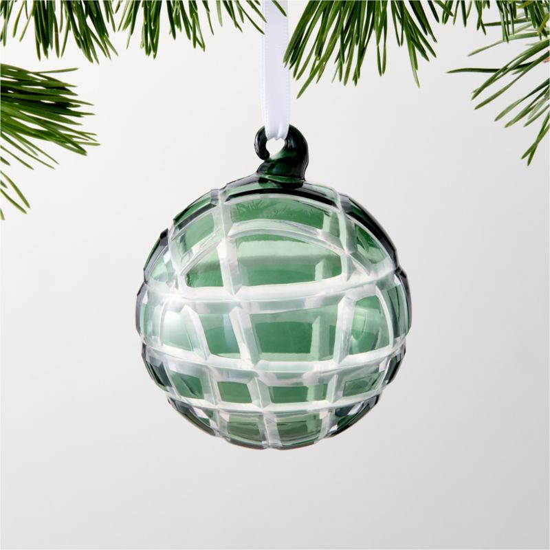 Nutcracker Kingdom Green Glass Christmas Tree Ornament 4.5"