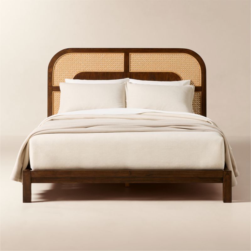 Andes Black Ebonized Oak Wood Queen Bed