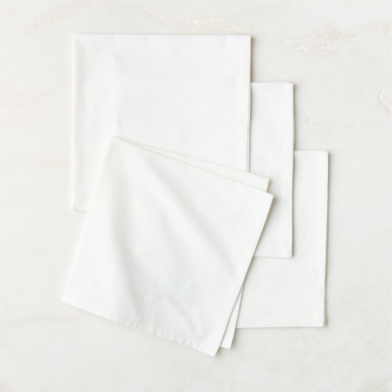 Poplin White Cloth Napkins Set of 4