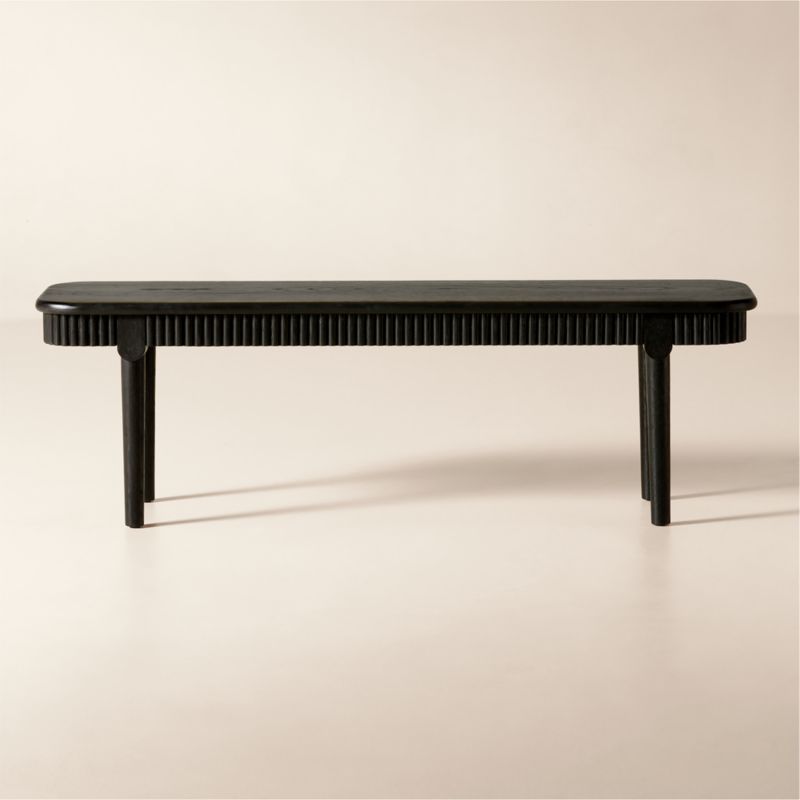Pierre Black Marble Bench with Velvet Cushion