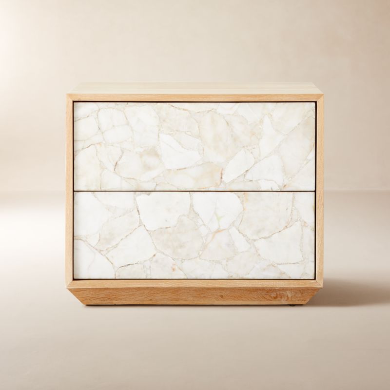 Beaufort 2-Drawer Whitewashed Wood Nightstand
