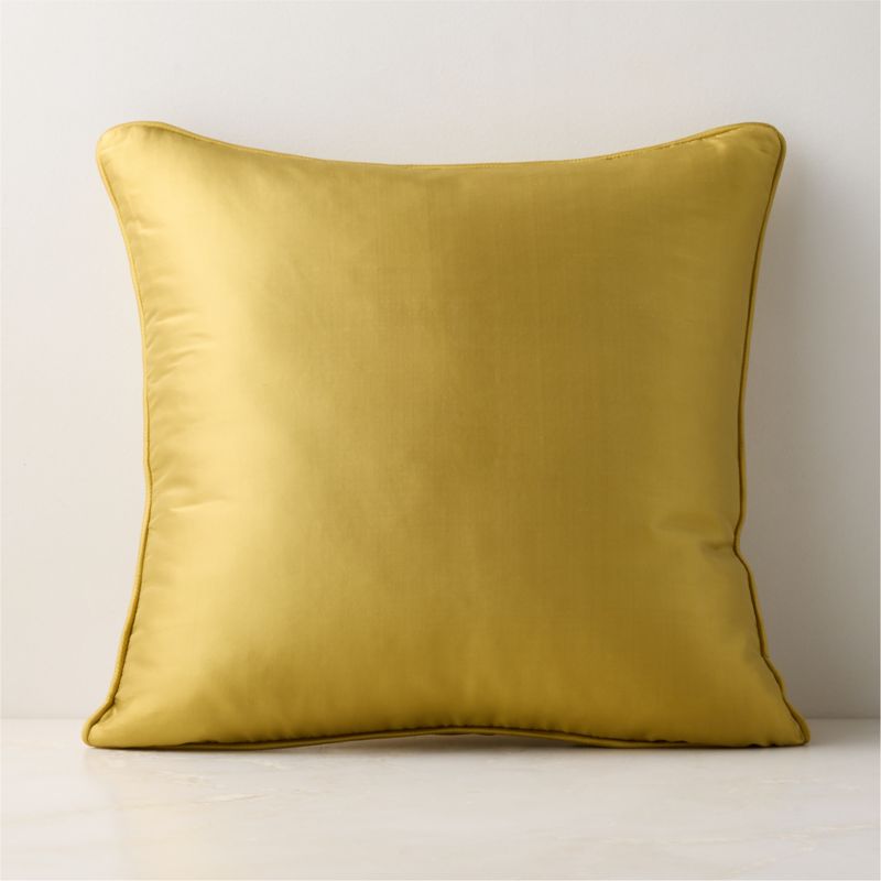 Seda Smoked Yellow Dupioni Silk Throw Pillow Cover 20"x20"