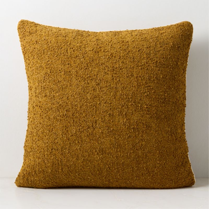 Contra Chestnut Brown Italian Wool Throw Pillow with Down Alternative Insert 23"x23"