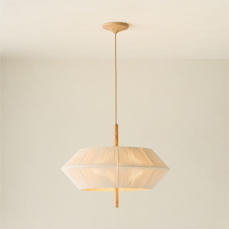 Bruna Walnut Wood and Linen Pendant Light