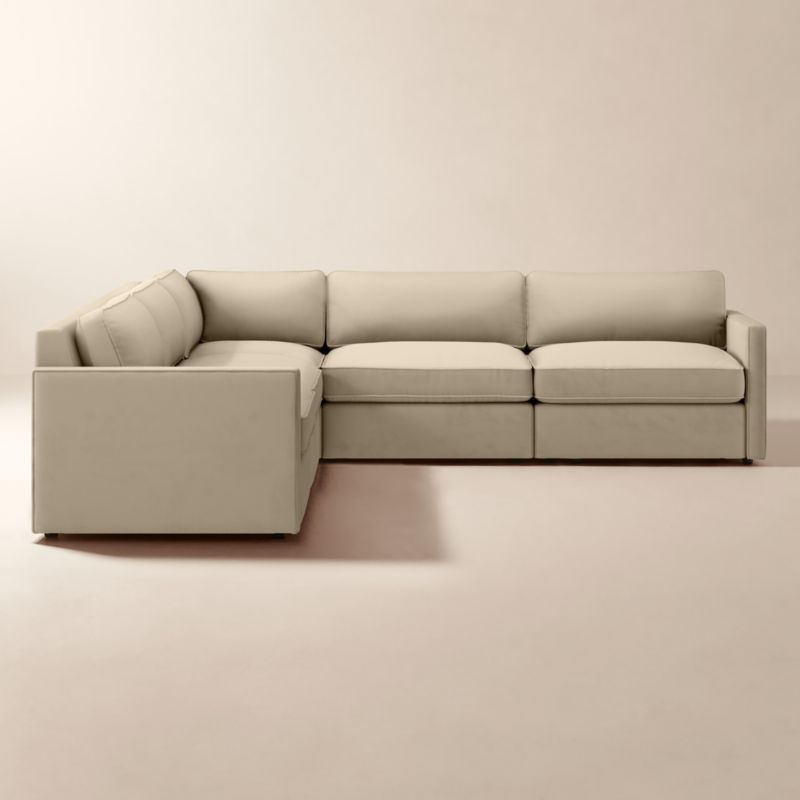 Winona 5-Piece L-Shaped Small Taupe Performance Velvet Sectional Sofa