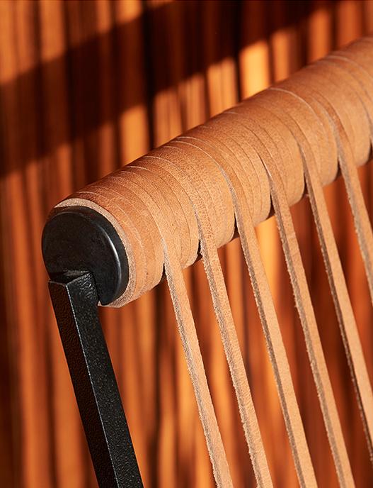 close up of Loom Leather Lounge Chair