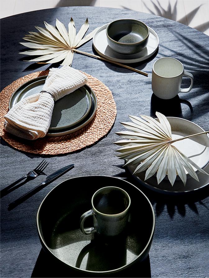 Drift dinnerware on tabletop. Get the look
