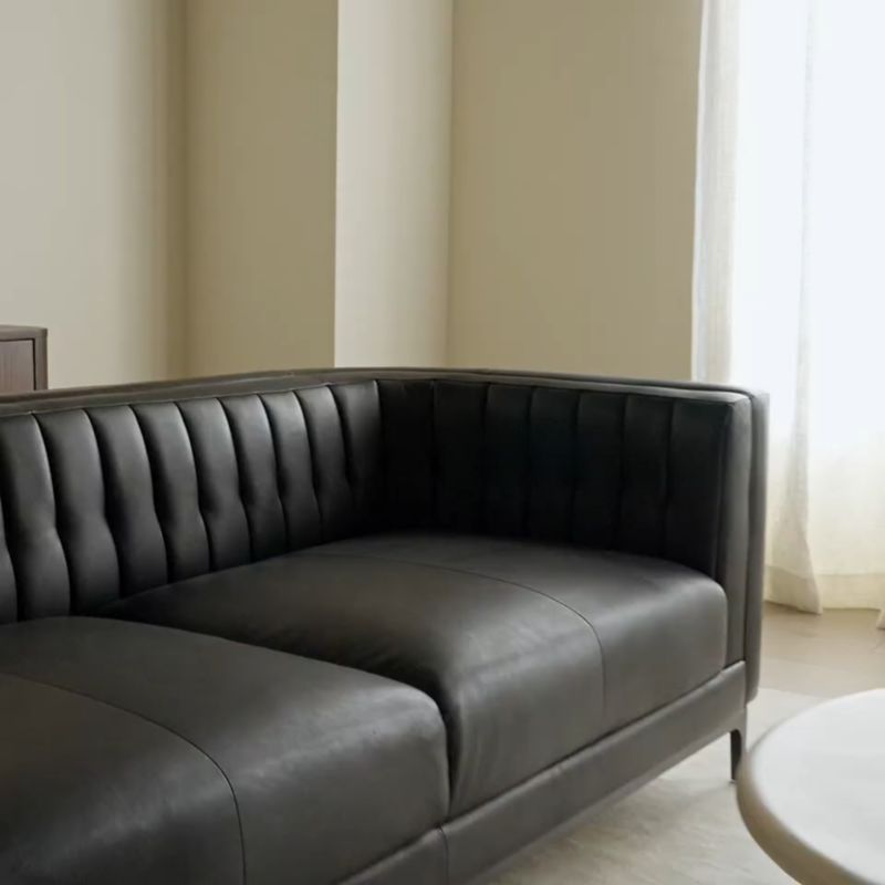 Play Ambroise 104" Black Leather Sofa - video 1 of 1