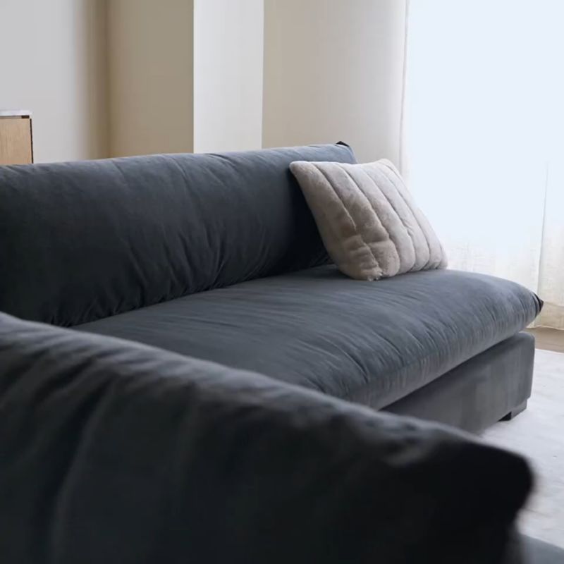 Play Deseo 65" Charcoal Grey Performance Velvet Standard Depth Armless Loveseat - video 1 of 1