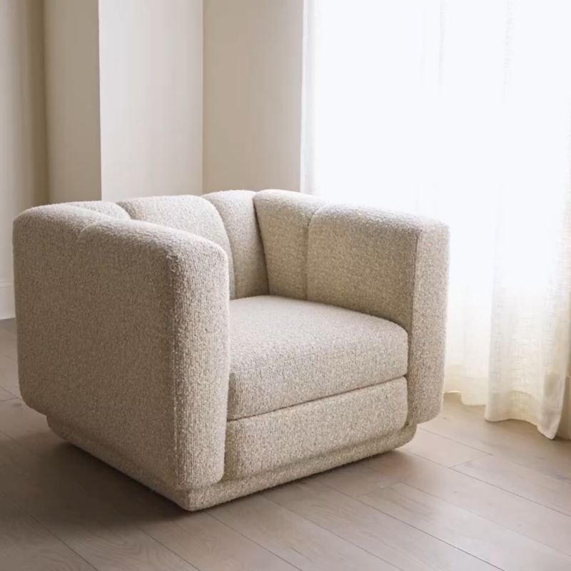 Play Yarrow Camel Woven Fabric Swivel Chair - video 1 of 1