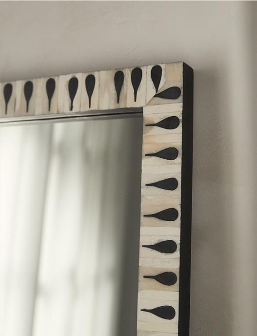 close up of Caraway Bone Inlay Floor Mirro