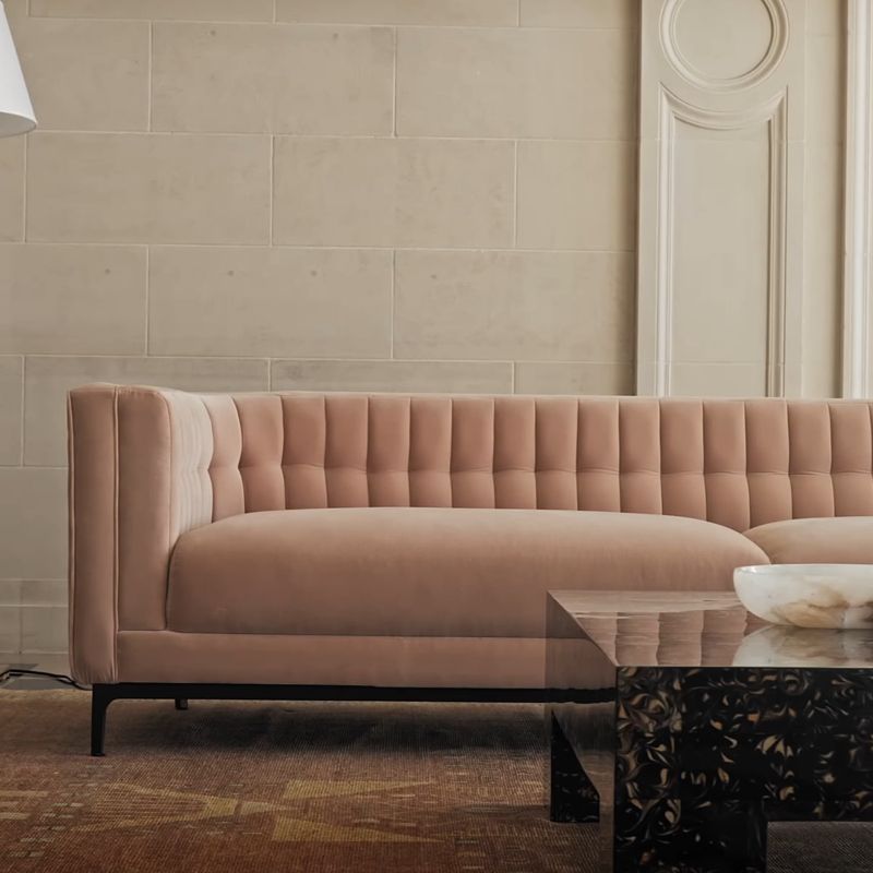 Play Ambroise 104" Light Taupe Velvet Sofa - video 1 of 1