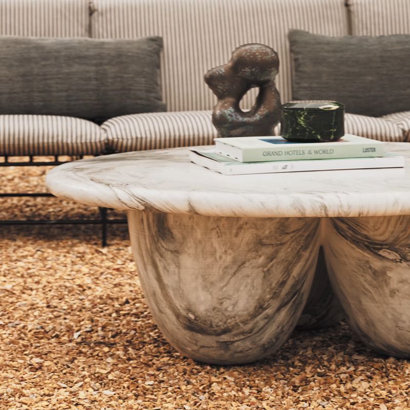 Play Cova Round Marbled Resin Indoor/Outdoor Coffee Table - video 1 of 1