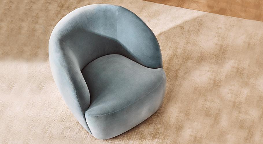 Light Blue Velvet Swivel Chair + Reviews CB2