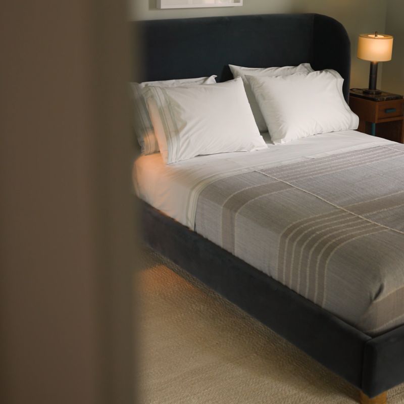 Play Jackson Denim Blue Velvet Upholstered King Bed - video 1 of 1