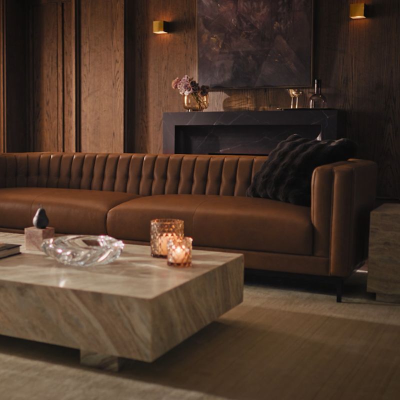 Play Ambroise 104.75" Brown Saddle Leather Sofa - video 1 of 1