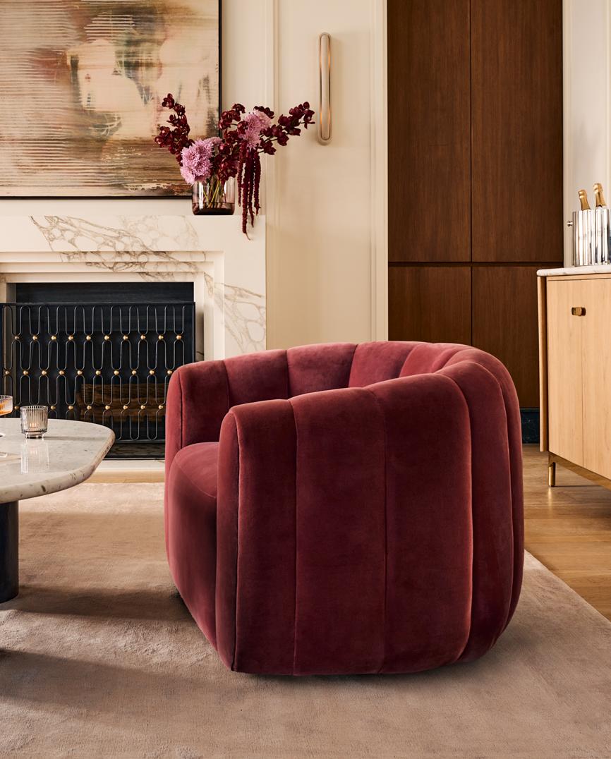 Modern Red Accent Chair in Living Room