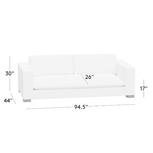 Deseo 94.5" White Performance Fabric Deep Depth Sofa