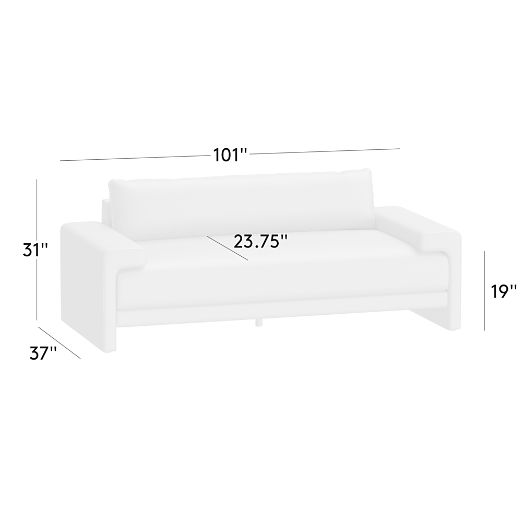 Camden 101" White Performance Fabric Sofa