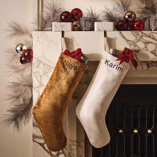 Velvet Stockings hung on Fireplace Mantel