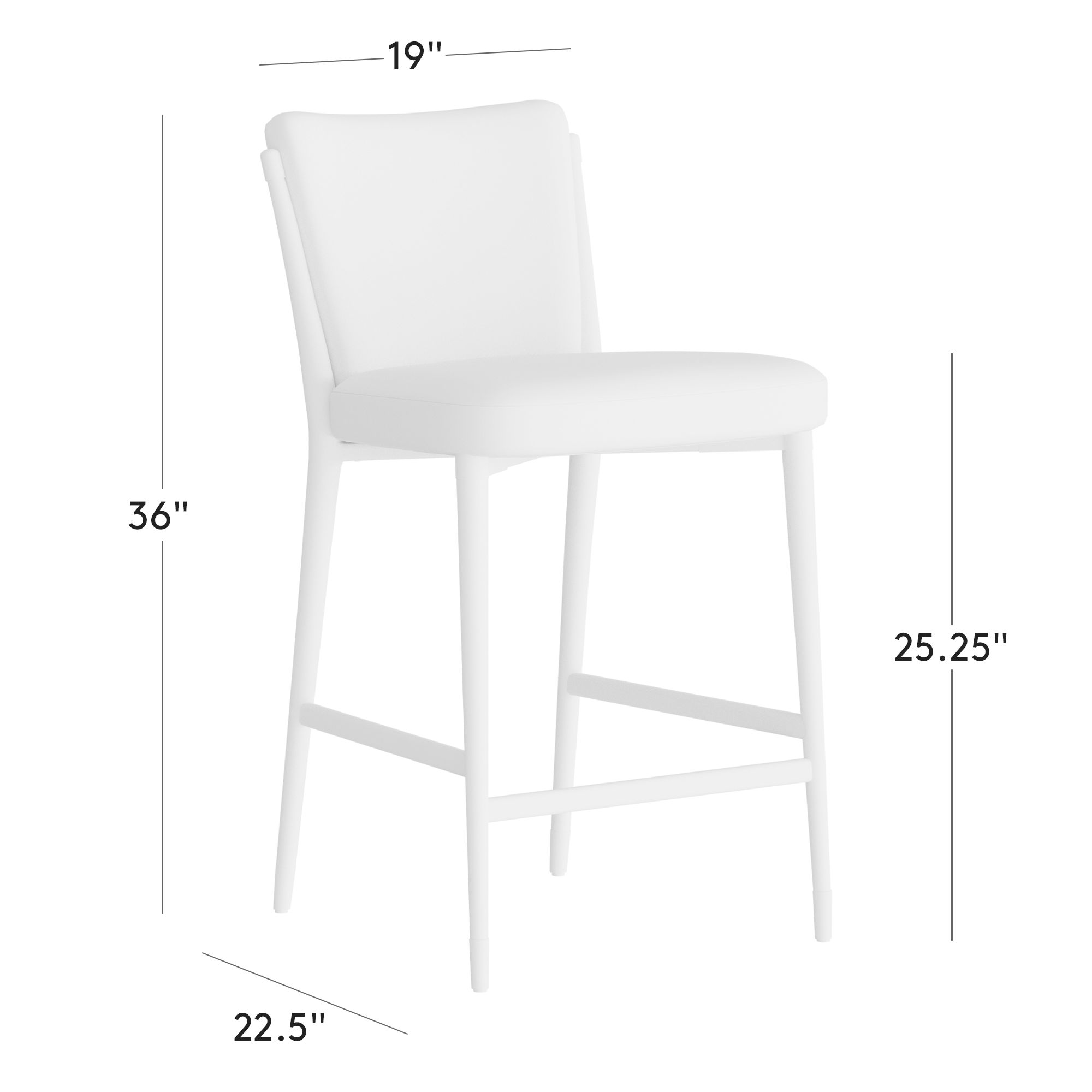 Size diagram for the dining counter stool.