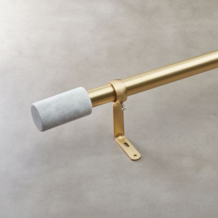 Brass With White Marble Curtain Rod Set 48 88 X1 Dia Reviews Cb2