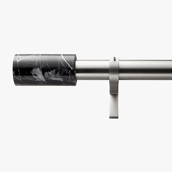 Matte Black With Black Marble Finial Curtain Rod Set 88 120 X1 25