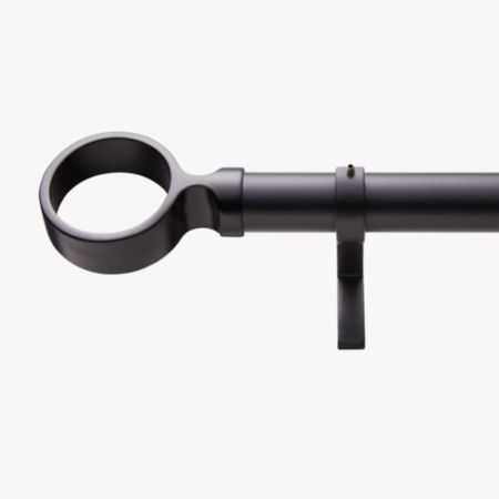 Matte Black Ring Finial Curtain Rod Set 88 120 X1 25 Dia Cb2