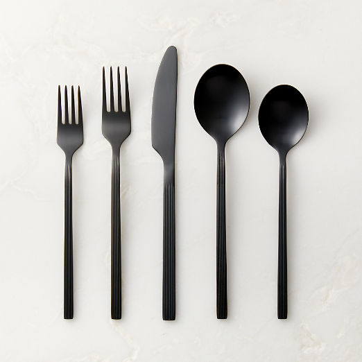 Parallel 20-Piece Brushed Black Flatware Set