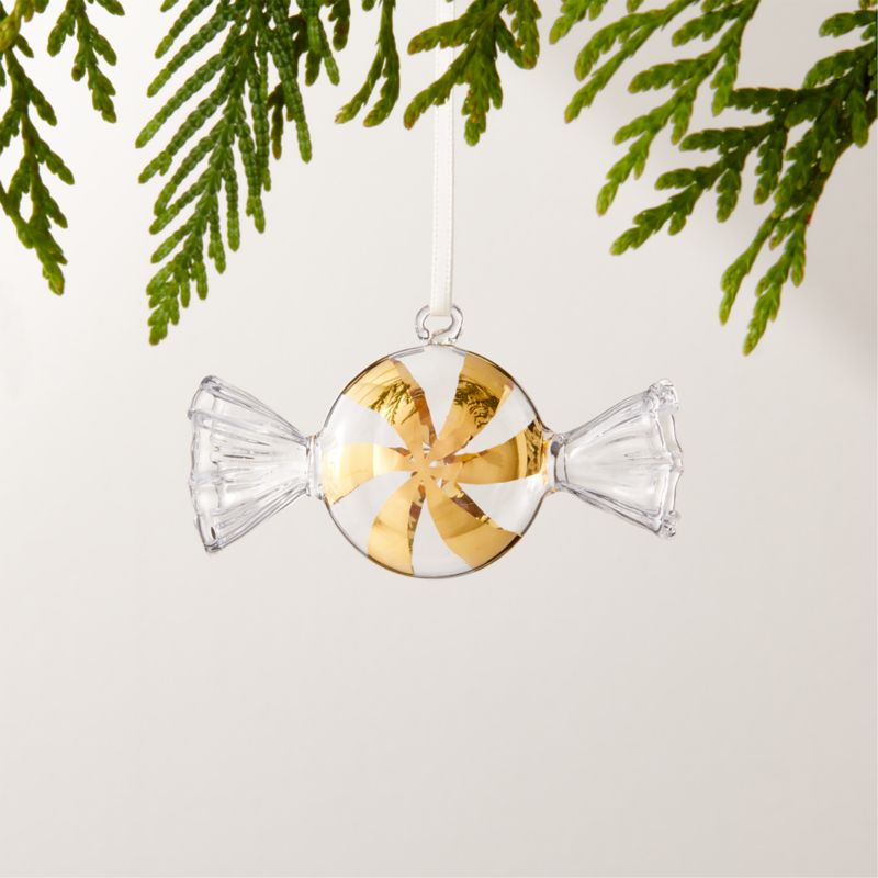 24K Gold and Clear Glass Candy Round Christmas Tree Ornament 3" - image 0 of 5