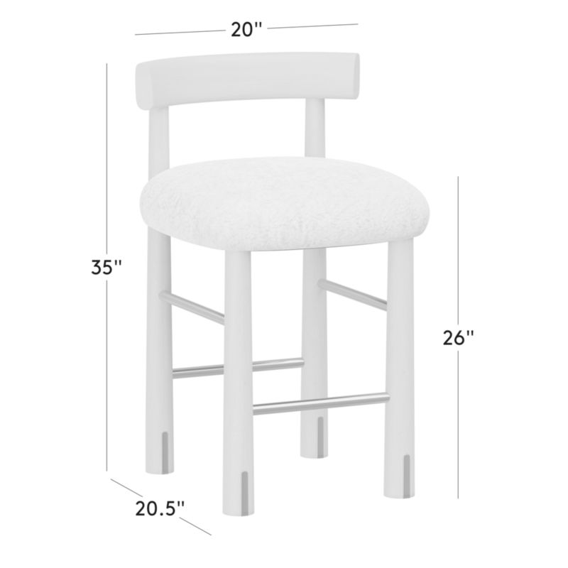 View Perle Shearling and Oak Wood Counter Stool by goop - image 3 of 10