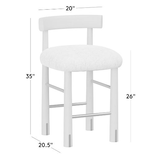 Perle Shearling and Oak Wood Counter Stool by goop