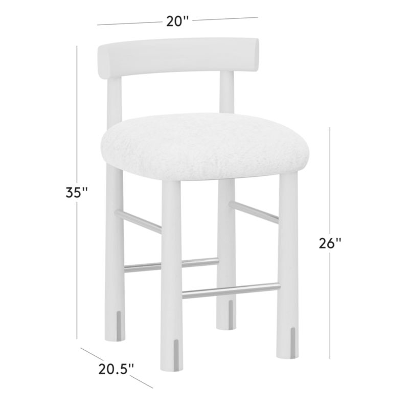 View Perle Grey Performance Velvet and Oak Wood Counter Stool by goop - image 3 of 10