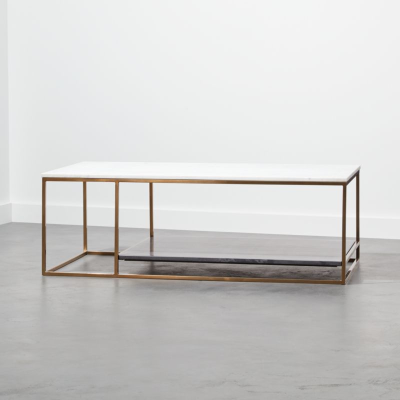 Marble Coffee Tables Cb2 2 Tone Grey And White Marble Coffee Table