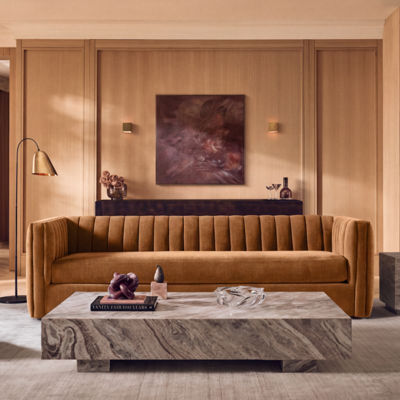 Ivy 94" Spice Brown Performance Chenille Tufted Sofa - image 2 of 10