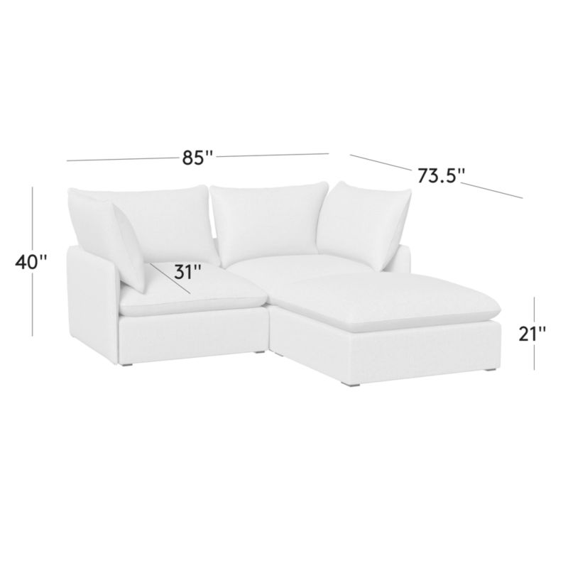View Lumis 3-Piece Green Performance Fabric Deep Depth Sectional Sofa with Ottoman - image 2 of 9